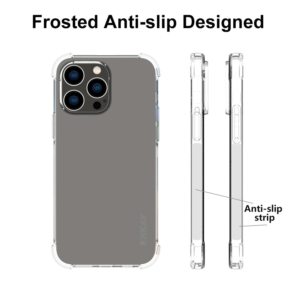ENKAY HAT PRINCE For iPhone 15 Pro Max Clear TPU Phone Case Anti-slip Strip Edge Protective Cover ENKAY HAT PRINCE For iPhone 15 Pro Max Clear TPU Phone Case Anti-slip Strip Edge Protective Cover